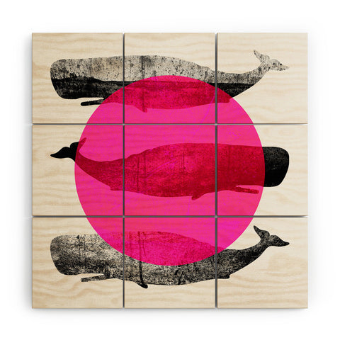 Elisabeth Fredriksson Whales Pink Wood Wall Mural