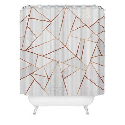 Elisabeth Fredriksson White Stone Copper Lines Shower Curtain