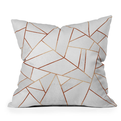 Elisabeth Fredriksson White Stone Copper Lines Throw Pillow