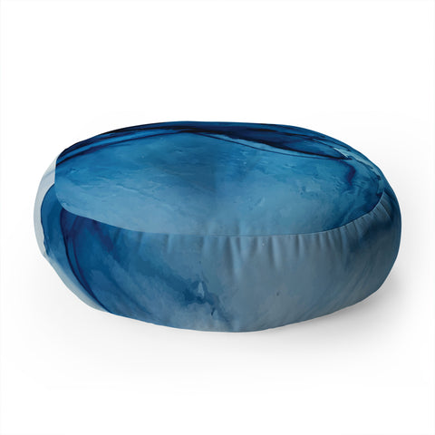 Elizabeth Karlson Blue Tides Abstract Floor Pillow Round