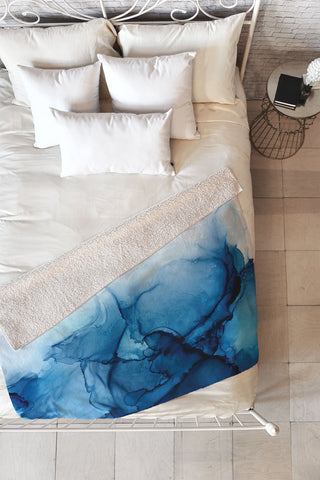 Elizabeth Karlson Blue Tides Abstract Fleece Throw Blanket