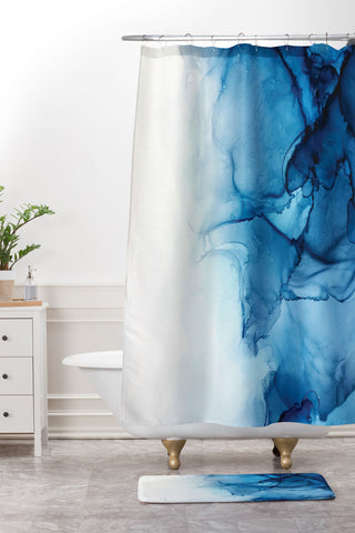 Elizabeth Karlson Blue Tides Abstract Shower Curtain And Mat