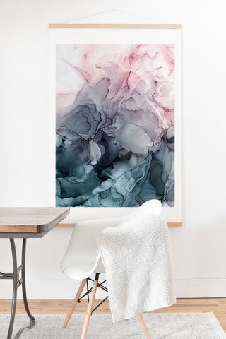 Elizabeth Karlson Blush and Paynes Grey Abstract Art Print And Hanger