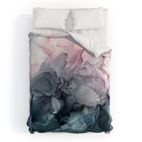 Elizabeth Karlson Blush and Paynes Grey Abstract Comforter