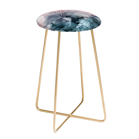 Elizabeth Karlson Blush and Paynes Grey Abstract Counter Stool