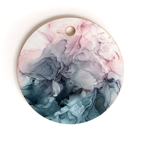 Elizabeth Karlson Blush and Paynes Grey Abstract Cutting Board Round