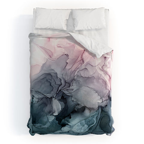Elizabeth Karlson Blush and Paynes Grey Abstract Duvet Cover