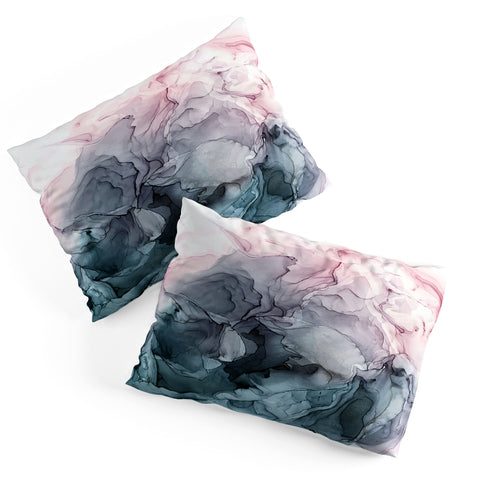 Elizabeth Karlson Blush and Paynes Grey Abstract Pillow Shams