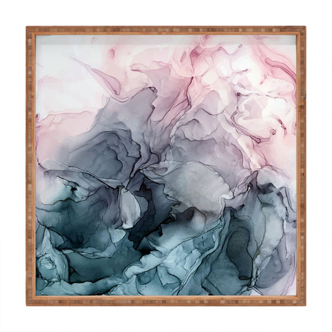 Elizabeth Karlson Blush and Paynes Grey Abstract Square Tray