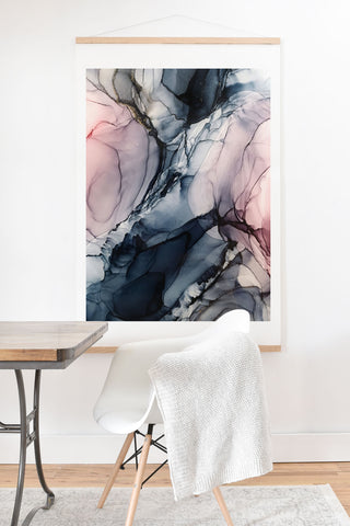 Elizabeth Karlson Blush Navy Gray Abstract Calm Art Print And Hanger