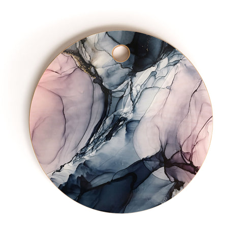 Elizabeth Karlson Blush Navy Gray Abstract Calm Cutting Board Round