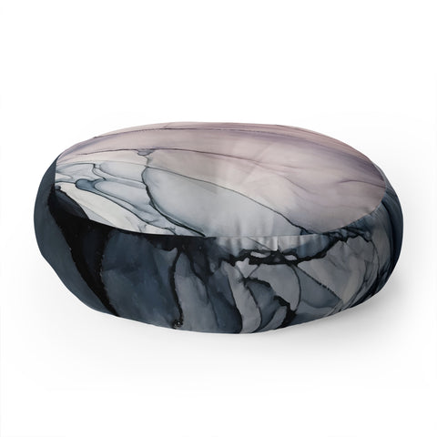 Elizabeth Karlson Blush Navy Gray Abstract Calm Floor Pillow Round