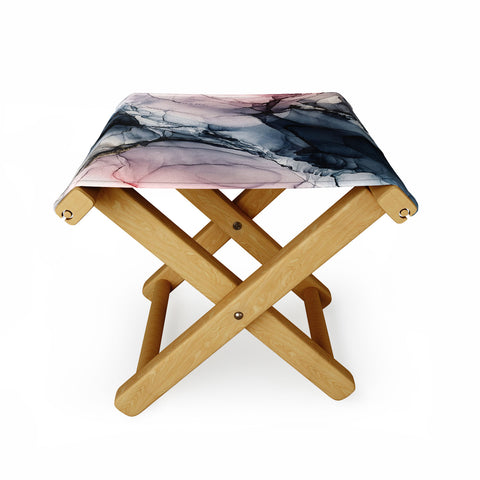 Elizabeth Karlson Blush Navy Gray Abstract Calm Folding Stool