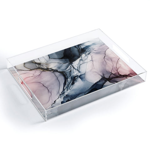 Elizabeth Karlson Blush Navy Gray Abstract Calm Acrylic Tray