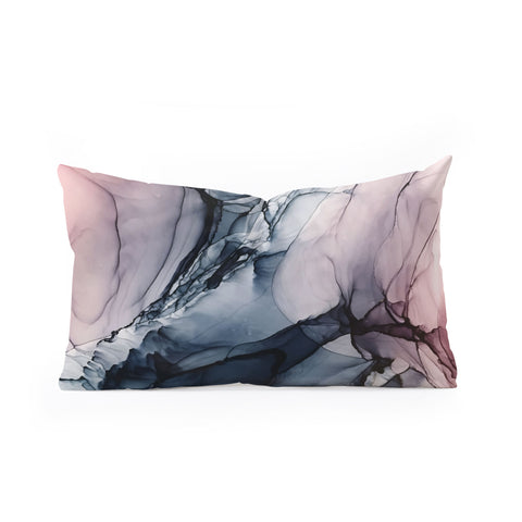 Elizabeth Karlson Blush Navy Gray Abstract Calm Oblong Throw Pillow