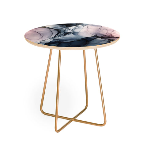 Elizabeth Karlson Blush Navy Gray Abstract Calm Round Side Table