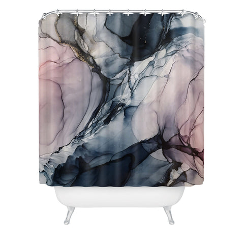 Elizabeth Karlson Blush Navy Gray Abstract Calm Shower Curtain