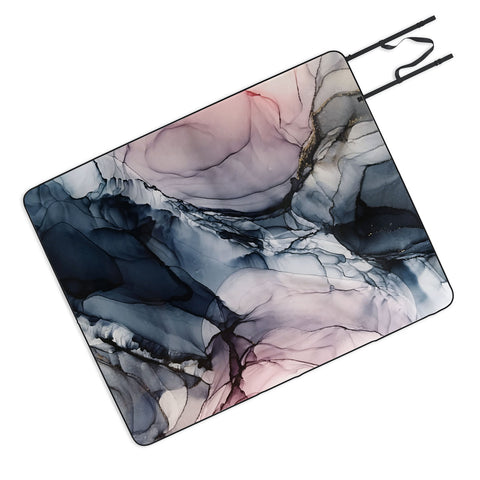 Elizabeth Karlson Blush Navy Gray Abstract Calm Picnic Blanket