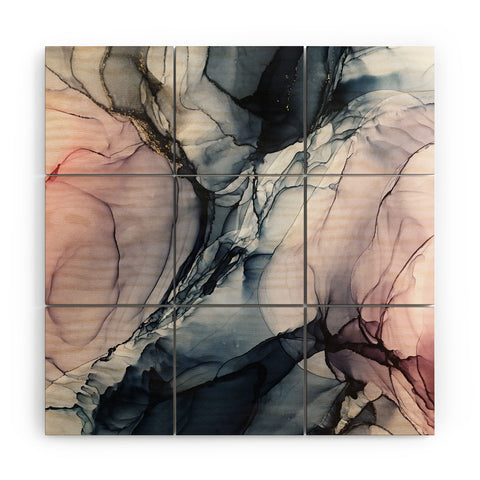 Elizabeth Karlson Blush Navy Gray Abstract Calm Wood Wall Mural
