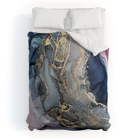 Elizabeth Karlson Blush Paynes Gray Gold Comforter