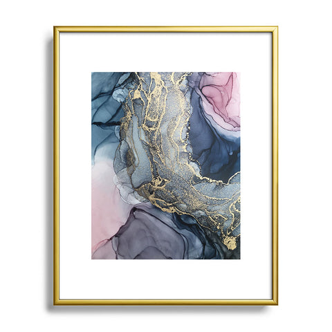 Elizabeth Karlson Blush Paynes Gray Gold Metal Framed Art Print