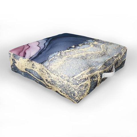 Elizabeth Karlson Blush Paynes Gray Gold Outdoor Floor Cushion