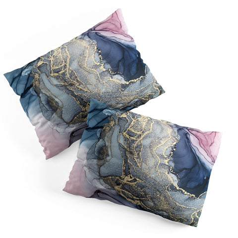 Elizabeth Karlson Blush Paynes Gray Gold Pillow Shams