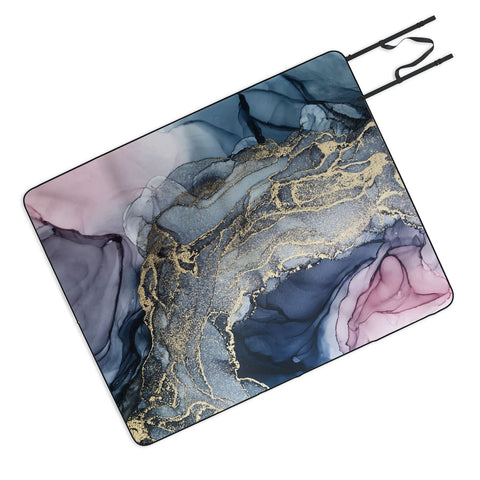 Elizabeth Karlson Blush Paynes Gray Gold Picnic Blanket