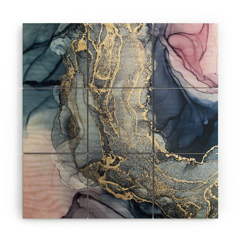 Elizabeth Karlson Blush Paynes Gray Gold Wood Wall Mural