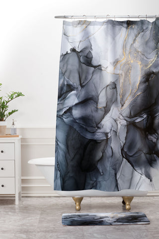 Elizabeth Karlson Calm but Dramatic Abstract Shower Curtain And Mat