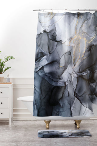 Elizabeth Karlson Calm but Dramatic Light Monoch Shower Curtain And Mat