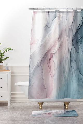 Elizabeth Karlson Calming Pastel Flow Shower Curtain And Mat