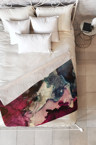 Elizabeth Karlson Dark Inks Abstract Fleece Throw Blanket