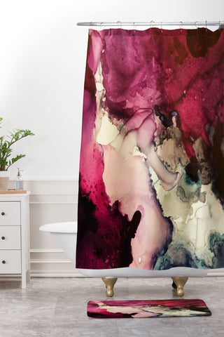 Elizabeth Karlson Dark Inks Abstract Shower Curtain And Mat