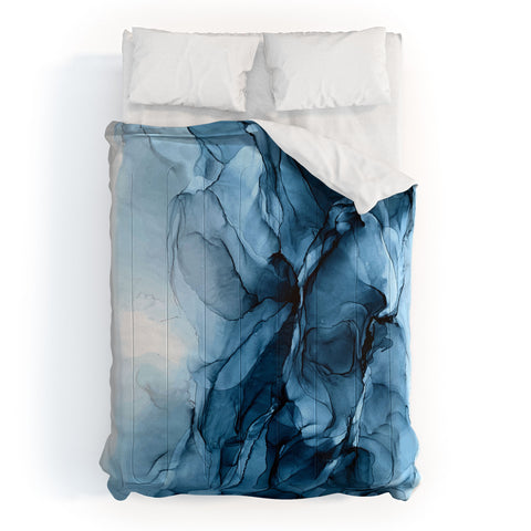 Elizabeth Karlson Deep Blue Flowing Water Abstract Painting Comforter