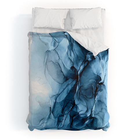 Elizabeth Karlson Deep Blue Flowing Water Abstract Painting Duvet Cover