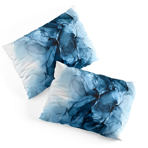 Elizabeth Karlson Deep Blue Flowing Water Abstract Painting Pillow Shams