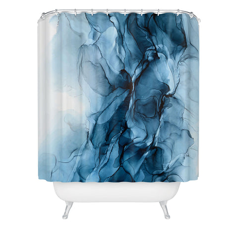 Elizabeth Karlson Deep Blue Flowing Water Abstract Painting Shower Curtain
