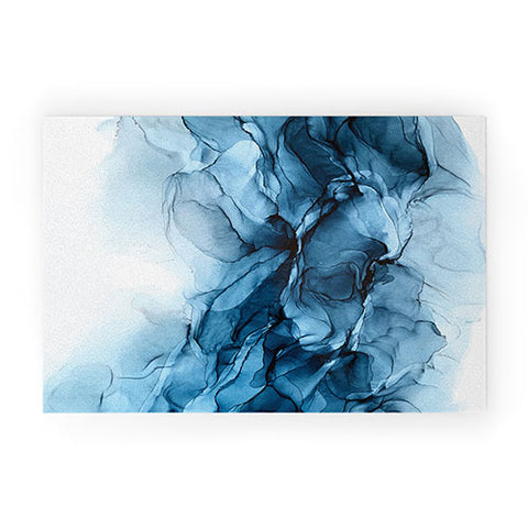 Elizabeth Karlson Deep Blue Flowing Water Abstract Painting Welcome Mat