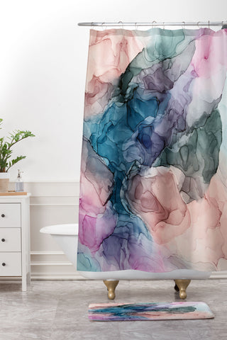 Elizabeth Karlson Heavenly Pastel Abstracts 2 Shower Curtain And Mat