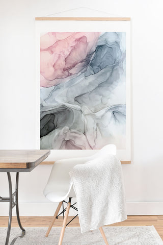 Elizabeth Karlson Pastel Blush Gray and Blue Art Print And Hanger