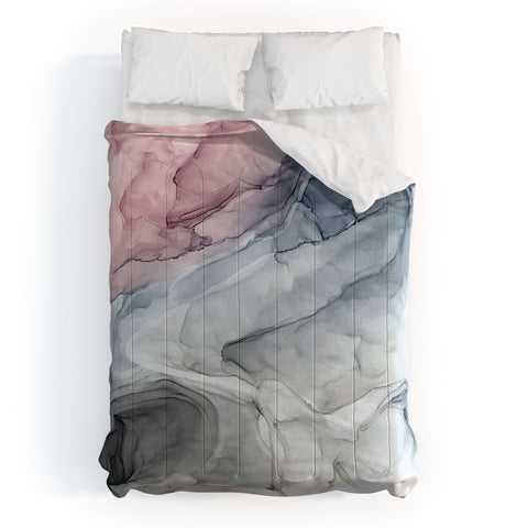 Elizabeth Karlson Pastel Blush Gray and Blue Comforter