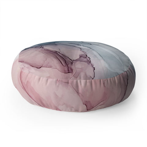 Elizabeth Karlson Pastel Blush Gray and Blue Floor Pillow Round