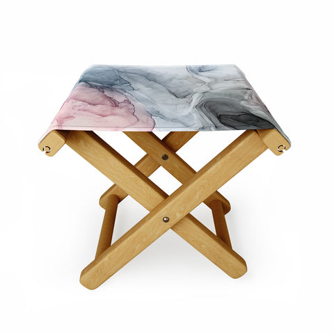 Elizabeth Karlson Pastel Blush Gray and Blue Folding Stool