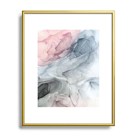 Elizabeth Karlson Pastel Blush Gray and Blue Metal Framed Art Print