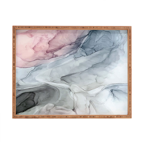 Elizabeth Karlson Pastel Blush Gray and Blue Rectangular Tray