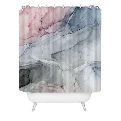 Elizabeth Karlson Pastel Blush Gray and Blue Shower Curtain