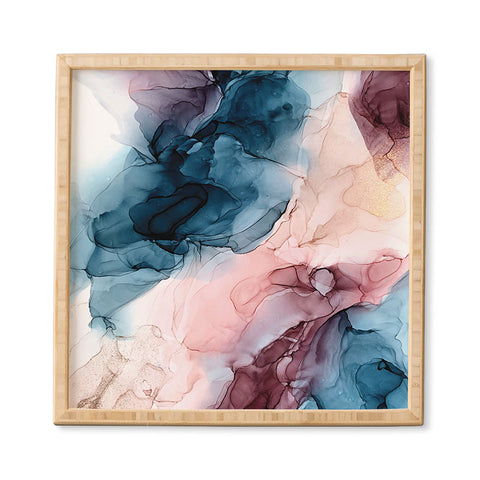 Elizabeth Karlson Pastel Plum Deep Blue Blush and Gold Painting Framed Wall Art