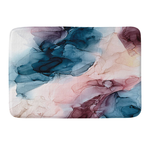 Elizabeth Karlson Pastel Plum Deep Blue Blush and Gold Painting Memory Foam Bath Mat