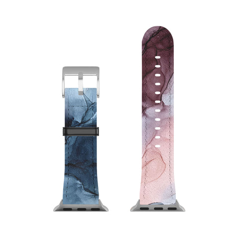 Elizabeth Karlson Pastel Plum Deep Blue Blush and Gold Painting Apple Watch Band